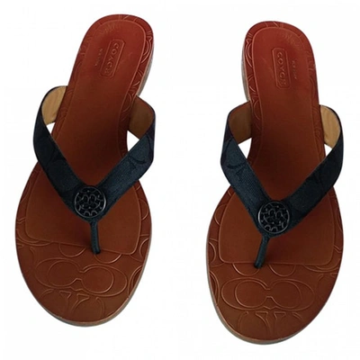Pre-owned Coach Black Cloth Sandals