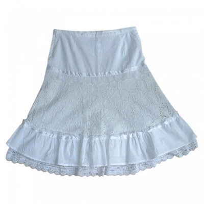 Pre-owned Pinko White Cotton Skirt