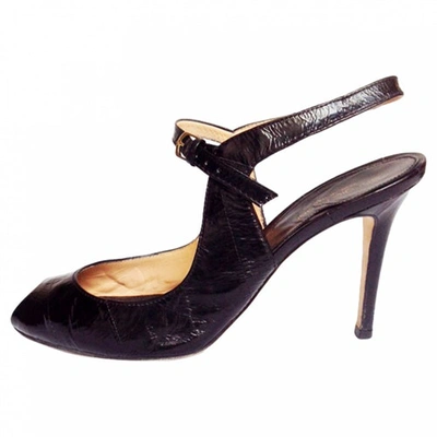 Pre-owned Sergio Rossi Black Patent Leather Sandals
