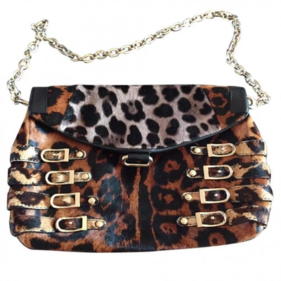 Pre-owned Jimmy Choo Leopard Print Leather Handbag In Brown