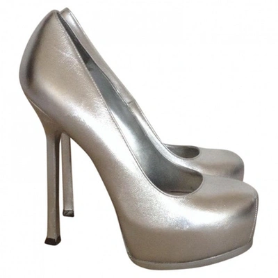 Pre-owned Saint Laurent Silver Leather Heels