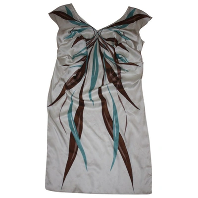 Pre-owned Maria Grachvogel Silk Print Dress In Beige