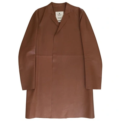 Pre-owned Bally Camel Leather Trench Coat