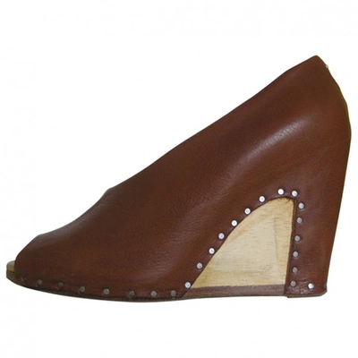 Pre-owned Maison Margiela Wedge Heeled Pumps. In Camel