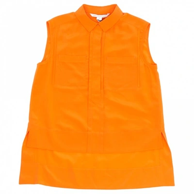 Pre-owned Diane Von Furstenberg Orange Silk Top