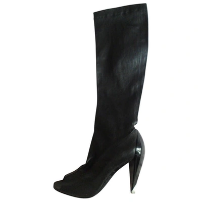 Pre-owned Robert Clergerie Open Toe Boots In Black