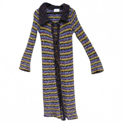 Pre-owned Swildens Maxi Cardigan In Wool And Silk In Multicolour