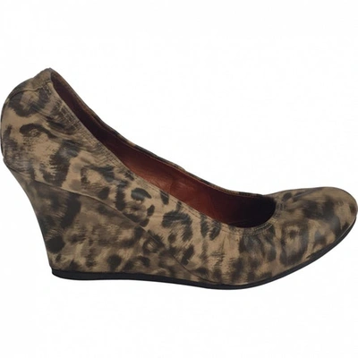 Pre-owned Lanvin Panther Wedges In Brown