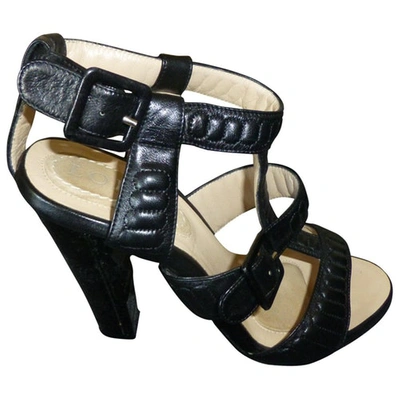 Pre-owned Loewe Leather Sandals In Black