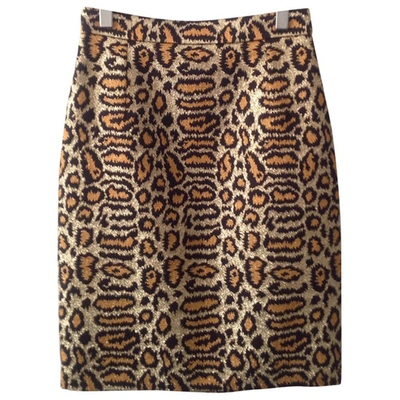 Pre-owned Saint Laurent Leopard Print Silk Skirt In Brown