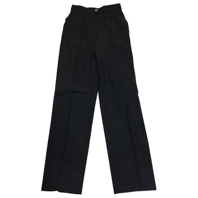 Pre-owned Chanel Wool Straight Pants In Grey