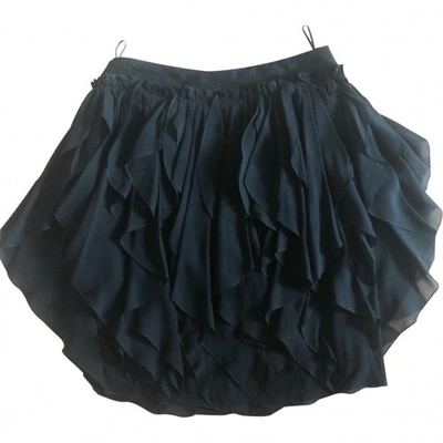 Pre-owned Nina Ricci Ruffled Silk Skirt In Black