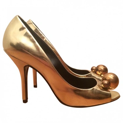 Pre-owned Pierre Hardy Patent Leather Heels In Gold