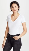 James Perse Casual V Neck Tee With Reverse Binding In White