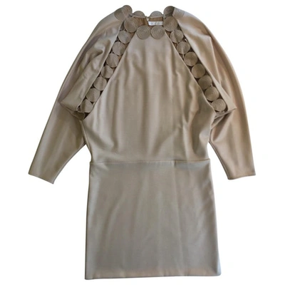 Pre-owned Chloé Wool Dress In Beige
