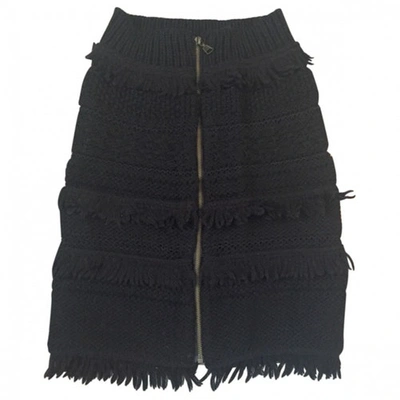 Pre-owned Edun Fringed Runway Skirt In Black