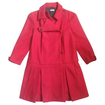 Pre-owned Miu Miu Wool Coat In Red