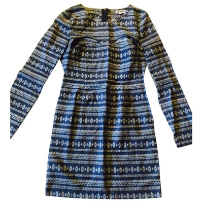 Pre-owned American Retro Denim Dress With Patterns In Blue