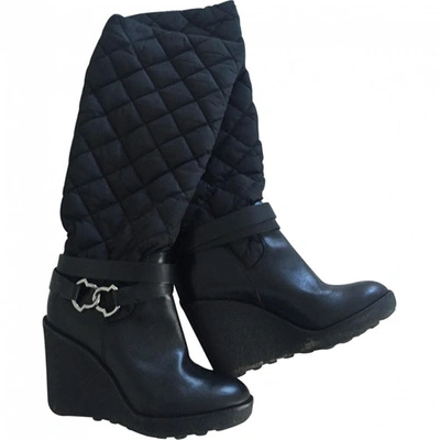 Pre-owned Moncler Black Leather Boots