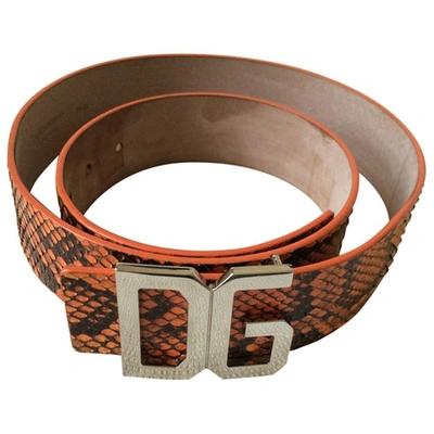 Pre-owned Dolce & Gabbana Leather Belt In Orange