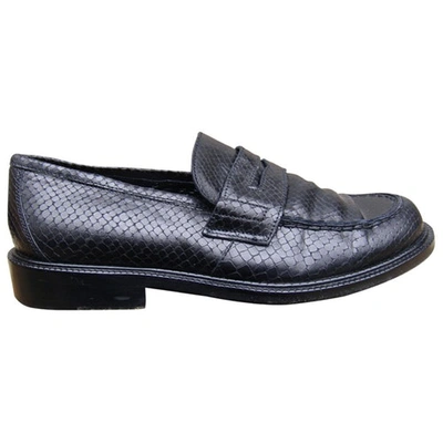 Pre-owned Sartore Penny Loafers In Black