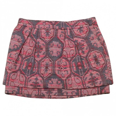 Pre-owned Maje Short Embroidered Skirt In Pink
