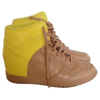 Pre-owned Nike Yellow Leather Trainers Li...