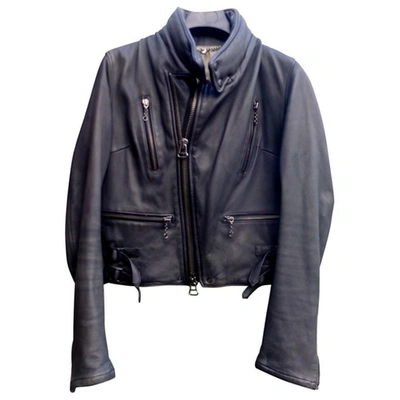 Pre-owned Miharayasuhiro Leather Biker Jacket In Anthracite