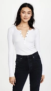 Splendid Forever Thermal Henley Top In White