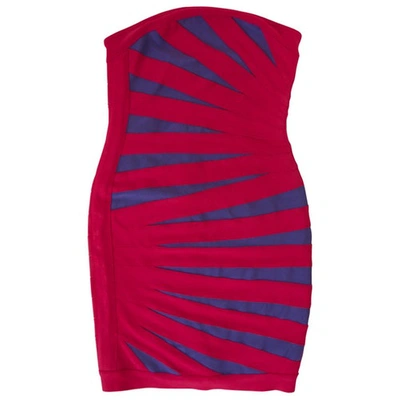 Pre-owned Herve Leger Strapless Dress In Pink