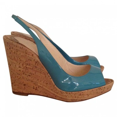 Pre-owned Christian Louboutin Patent Leather Sandal In Blue