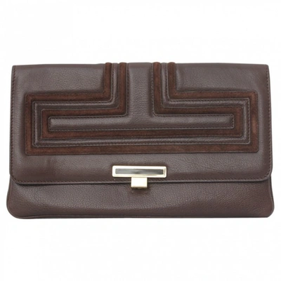 Pre-owned Smythson Leather Clutch Bag In Brown
