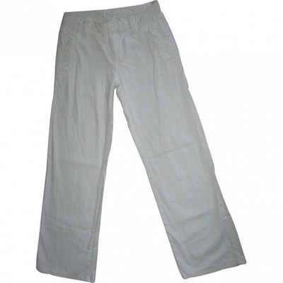 Pre-owned Maje Straight Pants In White