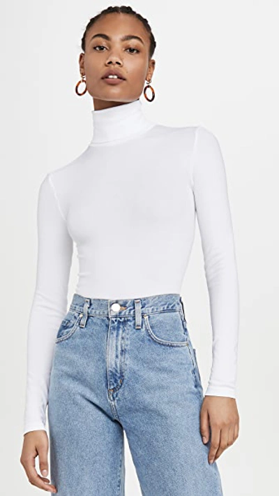 Wolford Colorado Turtleneck Jersey Thong Bodysuit In White