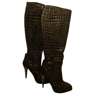 Pre-owned Giuseppe Zanotti Patent Leather Boots In Black