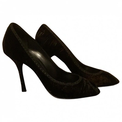 Pre-owned Le Silla Velvet Heels In Black