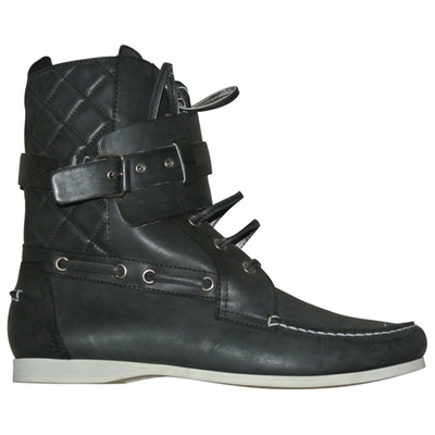 Pre-owned Balenciaga Leather Lace Up Boots In Anthracite