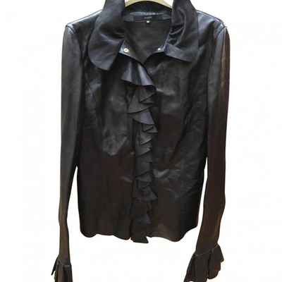 Pre-owned Gucci Leather Shirt In Black