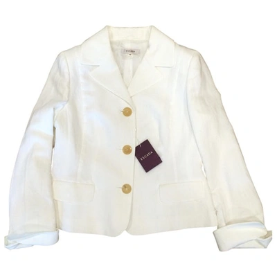 Pre-owned Escada Giacca In Lino Bianca In White