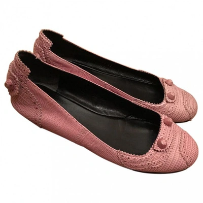 Pre-owned Balenciaga Pink Leather Flats