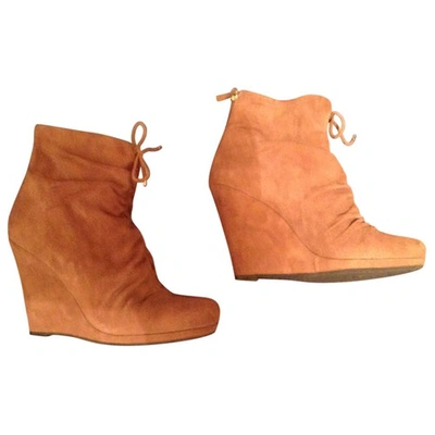 Pre-owned Donna Karan Ankle Boots In Camel