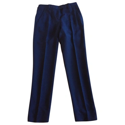 Pre-owned Fendi Pantalone Seta Blu Misura  38 In Blue