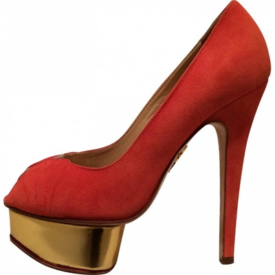 Pre-owned Charlotte Olympia Coral Suede High Heels In Other