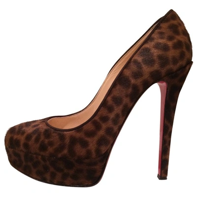 Pre-owned Christian Louboutin Ponyhair Leopard Print Bianca 140 In Other