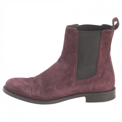 Pre-owned Hugo Boss Burgundy Suede Ankle Boots