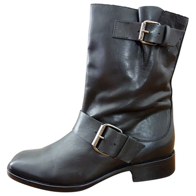 Pre-owned American Retro Leather Boots In Black