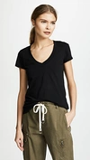 James Perse Casual V Neck Tee With Reverse Binding In Black
