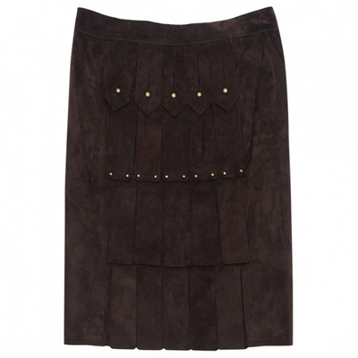 Pre-owned Saint Laurent Brown Suede Skirt