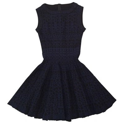 Pre-owned Alaïa Wool Mini Dress In Blue