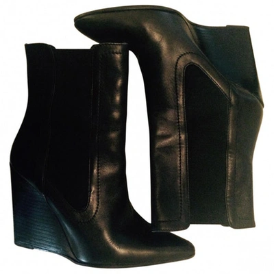 Pre-owned American Retro Black Leather Ankle Boots